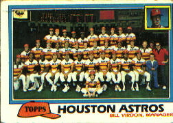 1981 Topps Baseball Cards      678     Astros Team CL#{Bill Virdon MG